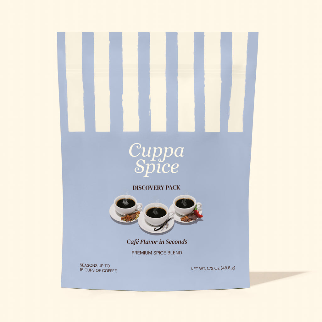 Cuppa Spice discovery pack on a light beige background
