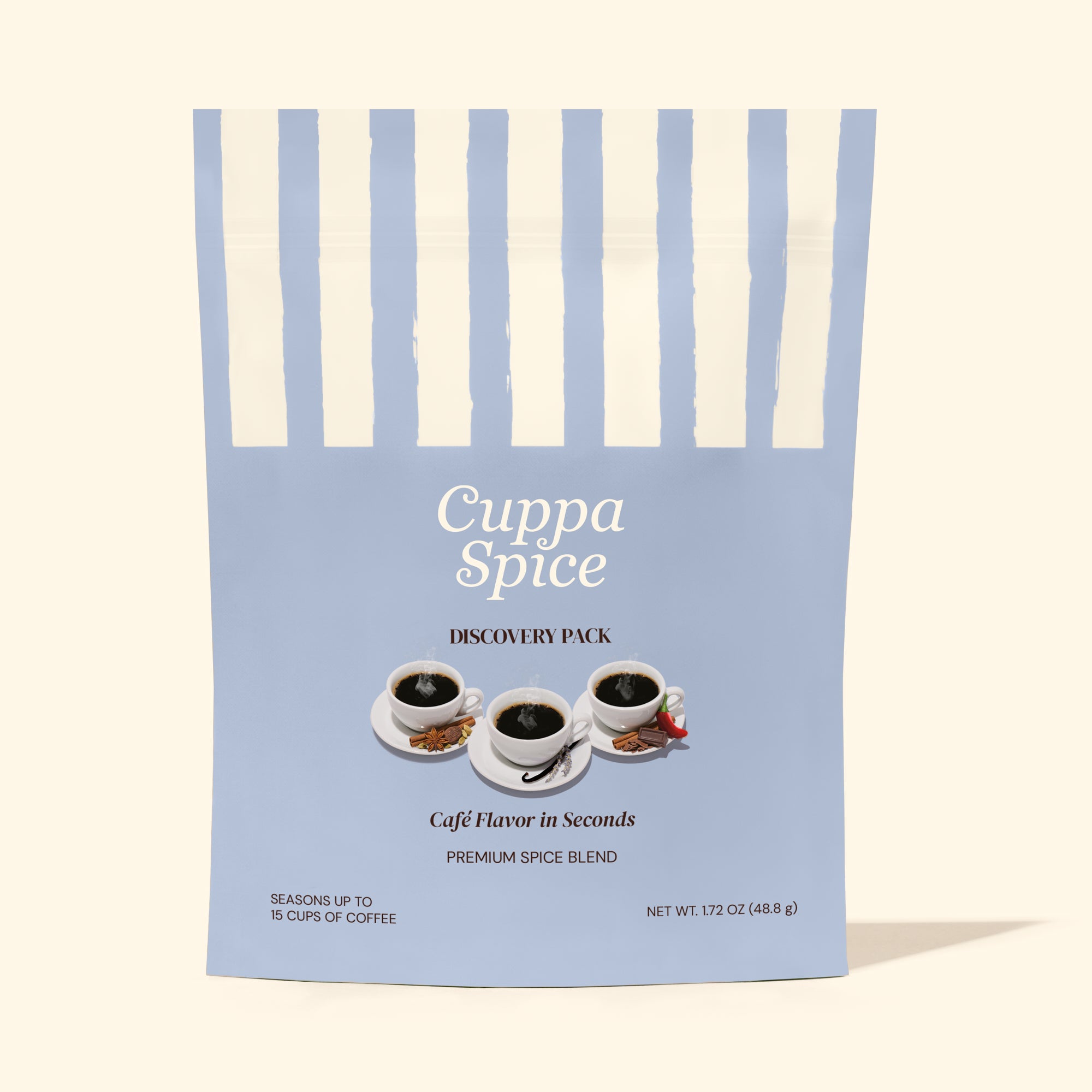 Cuppa Spice discovery pack on a light beige background