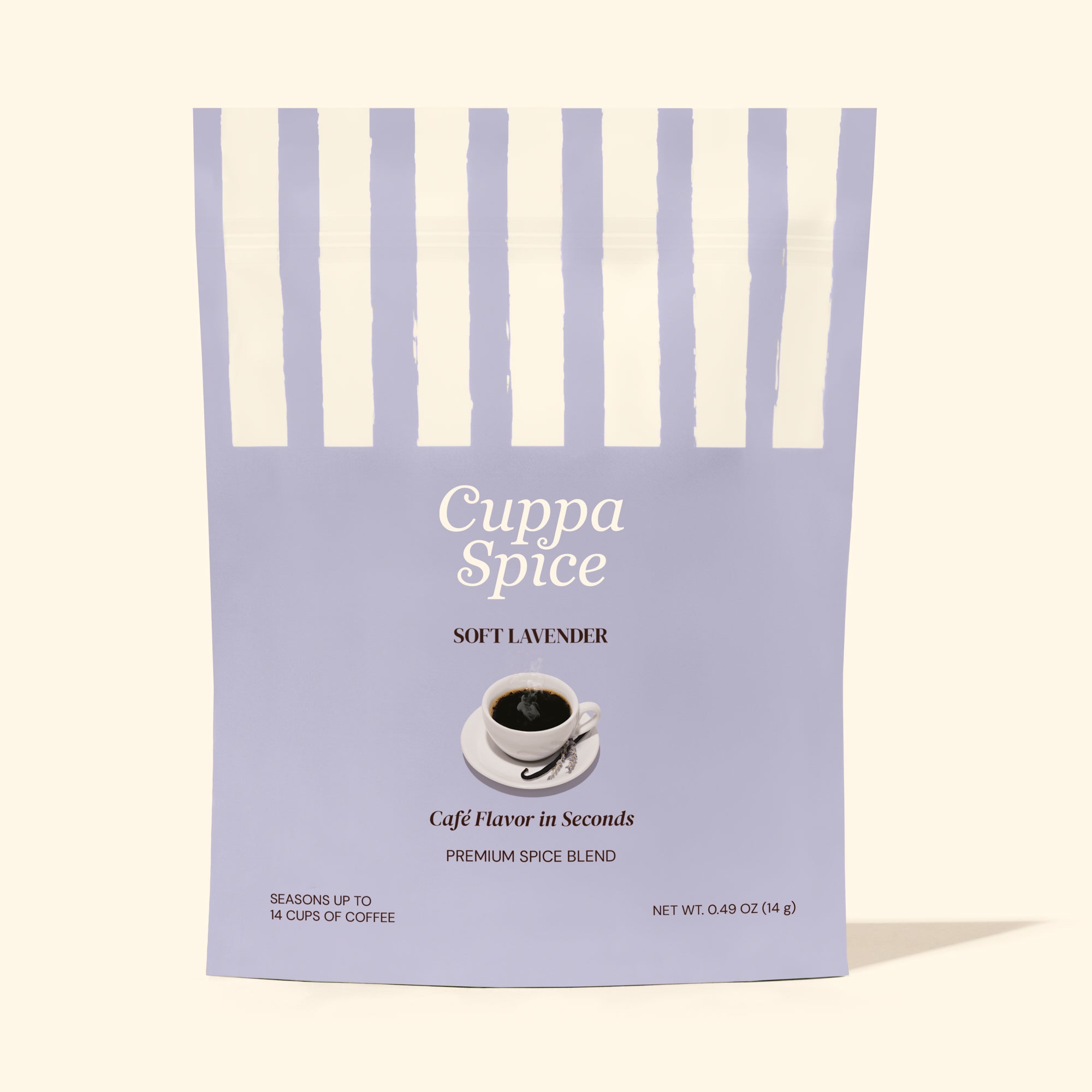 Cuppa Spice soft lavender spice blend packaging on a white background